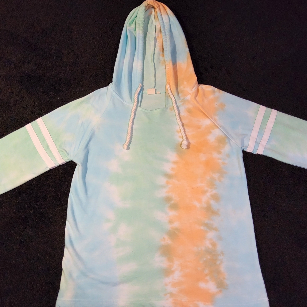 Unisex Large Size Tye Dye Sweatshirt With Double Strips On Each Sleeve